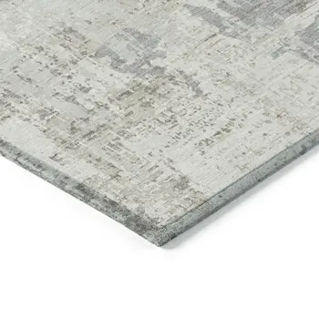8' X 10' Ivory And Gray Abstract Washable Indoor Outdoor Area Rug