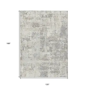 10' X 14' Ivory And Gray Abstract Washable Indoor Outdoor Area Rug