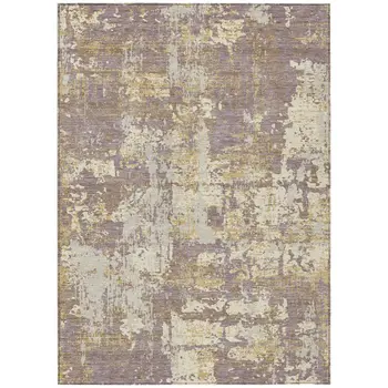 10' X 14' Lavender Gold And Beige Abstract Washable Indoor Outdoor Area Rug