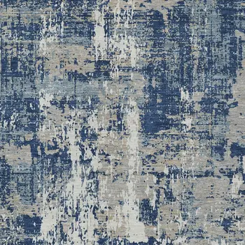 3' X 5' Navy Blue Gray And Ivory Abstract Washable Indoor Outdoor Area Rug
