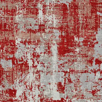 8' X 10' Red Gray And Ivory Abstract Washable Indoor Outdoor Area Rug