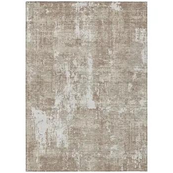 8' X 10' Taupe And Ivory Abstract Washable Indoor Outdoor Area Rug