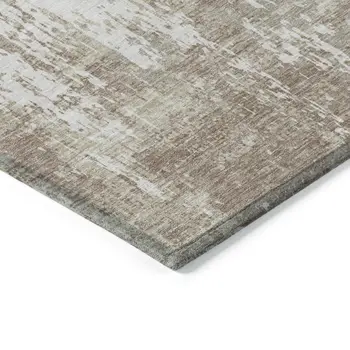 8' X 10' Taupe And Ivory Abstract Washable Indoor Outdoor Area Rug