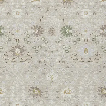 10' X 14' Beige Brown And Green Oriental Washable Indoor Outdoor Area Rug