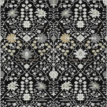 3' X 5' Black Ivory And Gray Oriental Washable Indoor Outdoor Area Rug