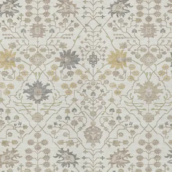 8' X 10' Ivory Beige And Gray Oriental Washable Indoor Outdoor Area Rug
