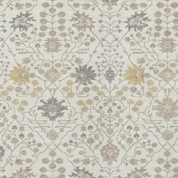 9' X 12' Ivory Beige And Gray Oriental Washable Indoor Outdoor Area Rug