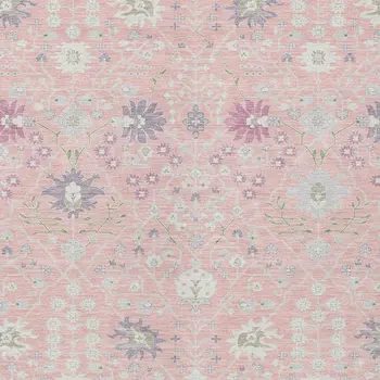 5' X 8' Pink Purple And Gray Oriental Washable Indoor Outdoor Area Rug