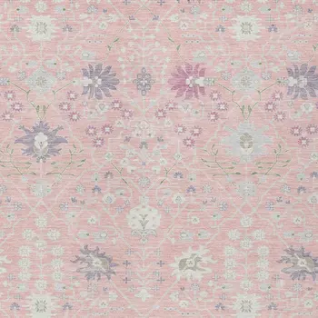 8' X 10' Pink Purple And Gray Oriental Washable Indoor Outdoor Area Rug