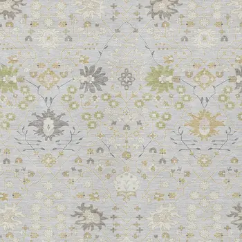 5' X 8' Silver Gray And Gold Oriental Washable Indoor Outdoor Area Rug