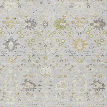 8' X 10' Silver Gray And Gold Oriental Washable Indoor Outdoor Area Rug