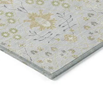 8' X 10' Silver Gray And Gold Oriental Washable Indoor Outdoor Area Rug