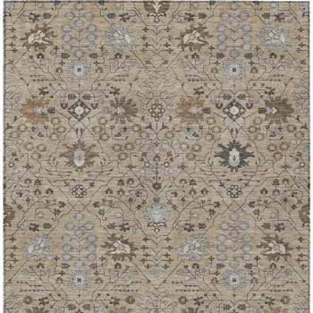 3' X 5' Taupe Brown And Gray Oriental Washable Indoor Outdoor Area Rug