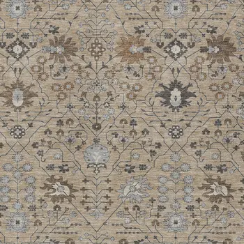 3' X 5' Taupe Brown And Gray Oriental Washable Indoor Outdoor Area Rug