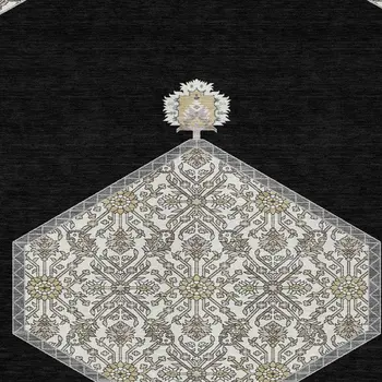 3' X 5' Black Gray And Ivory Oriental Washable Indoor Outdoor Area Rug