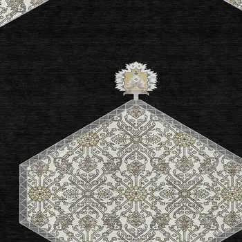5' X 8' Black Gray And Ivory Oriental Washable Indoor Outdoor Area Rug