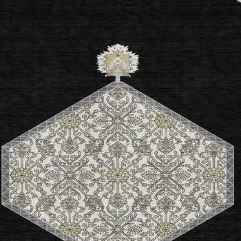 8' X 10' Black Gray And Ivory Oriental Washable Indoor Outdoor Area Rug