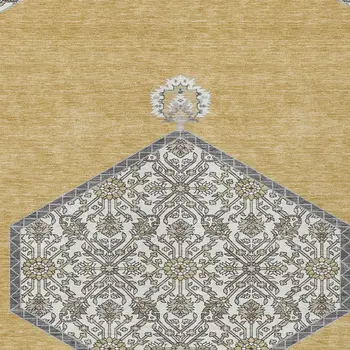 3' X 5' Gold Ivory And Beige Oriental Washable Indoor Outdoor Area Rug