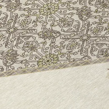 8' X 10' Ivory Beige And Gray Oriental Washable Indoor Outdoor Area Rug