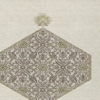 9' X 12' Ivory Beige And Gray Oriental Washable Indoor Outdoor Area Rug