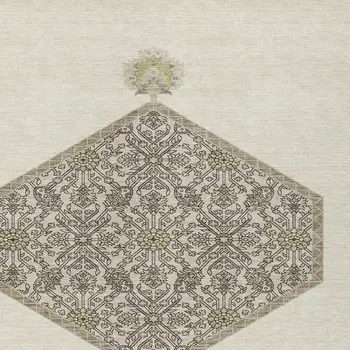10' X 14' Ivory Beige And Gray Oriental Washable Indoor Outdoor Area Rug