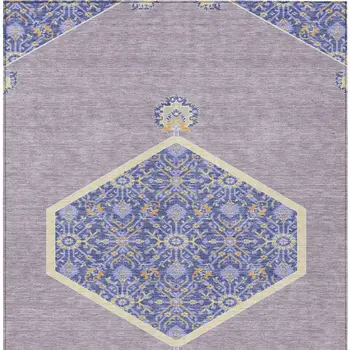 3' X 5' Lavender Gold And Purple Oriental Washable Indoor Outdoor Area Rug