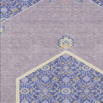 3' X 5' Lavender Gold And Purple Oriental Washable Indoor Outdoor Area Rug
