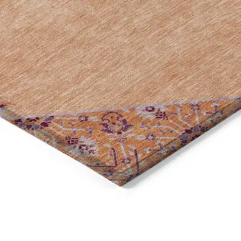 8' X 10' Peach Purple And Burgundy Oriental Washable Indoor Outdoor Area Rug
