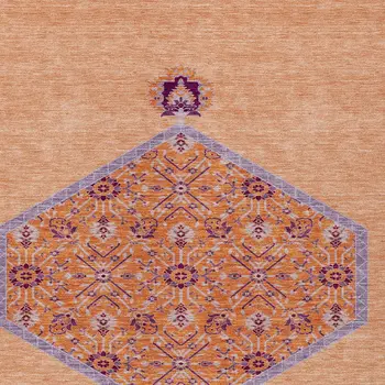 10' X 14' Peach Purple And Burgundy Oriental Washable Indoor Outdoor Area Rug