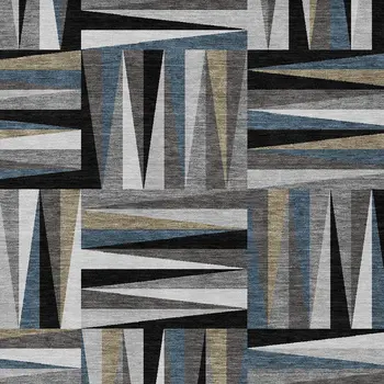 3' X 5' Black Gray And Ivory Geometric Washable Indoor Outdoor Area Rug