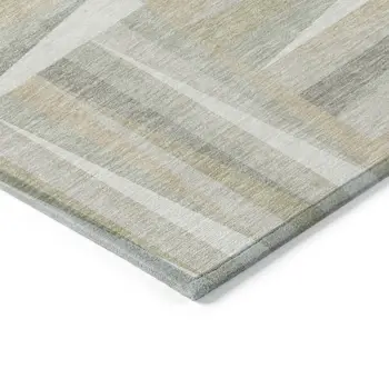 5' X 8' Ivory Beige And Gray Geometric Washable Indoor Outdoor Area Rug