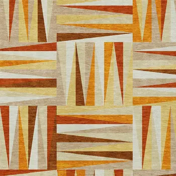 3' X 5' Orange Geometric Washable Indoor Outdoor Area Rug