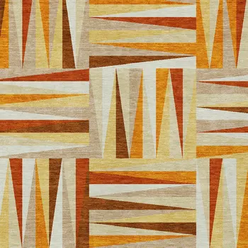 5' X 8' Orange Geometric Washable Indoor Outdoor Area Rug