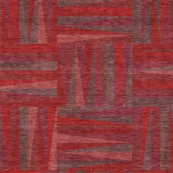 8' X 10' Red And Brown Geometric Washable Indoor Outdoor Area Rug
