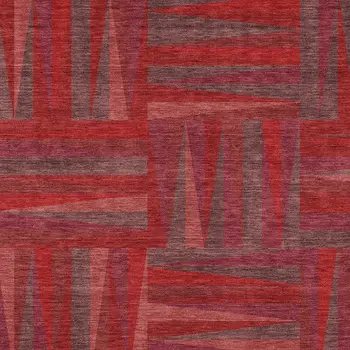 10' X 14' Red And Brown Geometric Washable Indoor Outdoor Area Rug