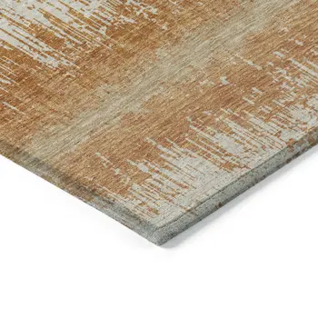 3' X 5' Copper Beige And Ivory Striped Washable Indoor Outdoor Area Rug