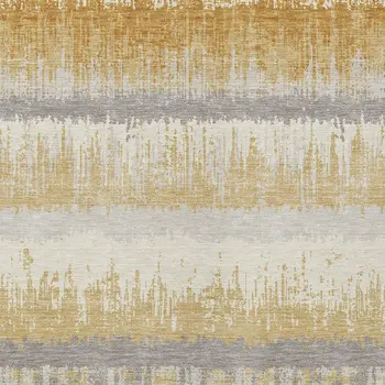 8' X 10' Gold Copper And Gray Striped Washable Indoor Outdoor Area Rug