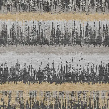 8' X 10' Gray Brown And Beige Striped Washable Indoor Outdoor Area Rug