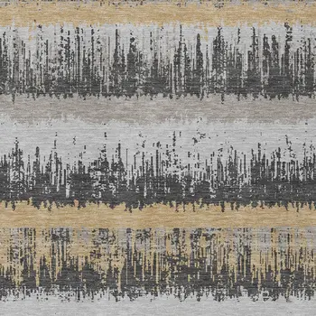 9' X 12' Gray Brown And Beige Striped Washable Indoor Outdoor Area Rug