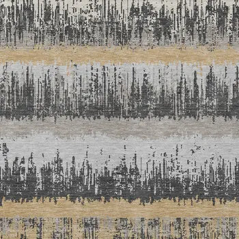 10' X 14' Gray Brown And Beige Striped Washable Indoor Outdoor Area Rug