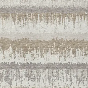 8' X 10' Ivory Gray And Beige Striped Washable Indoor Outdoor Area Rug