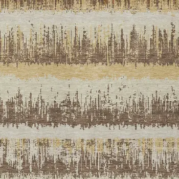 5' X 8' Brown Beige And Ivory Striped Washable Indoor Outdoor Area Rug