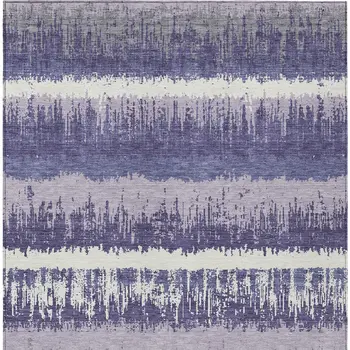 3' X 5' Purple And Ivory Striped Washable Indoor Outdoor Area Rug