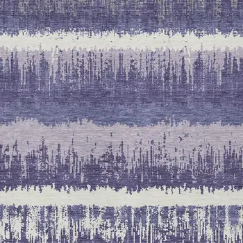 8' X 10' Purple And Ivory Striped Washable Indoor Outdoor Area Rug