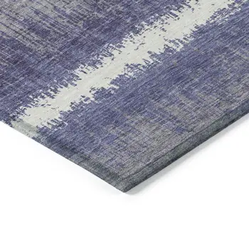 10' X 14' Purple And Ivory Striped Washable Indoor Outdoor Area Rug