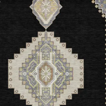 5' X 8' Black Gold And Gray Oriental Washable Indoor Outdoor Area Rug