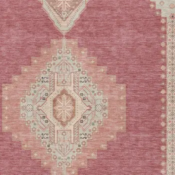 8' X 10' Blush Gray And Beige Oriental Washable Indoor Outdoor Area Rug