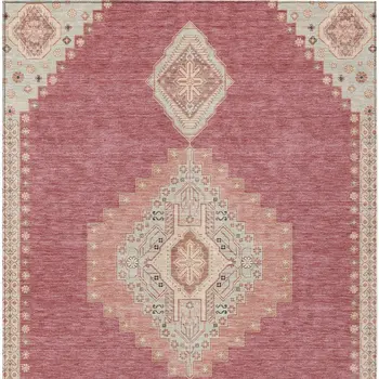 10' X 14' Blush Gray And Beige Oriental Washable Indoor Outdoor Area Rug