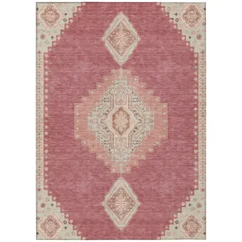 10' X 14' Blush Gray And Beige Oriental Washable Indoor Outdoor Area Rug