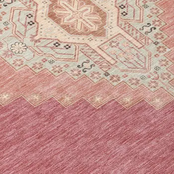 10' X 14' Blush Gray And Beige Oriental Washable Indoor Outdoor Area Rug